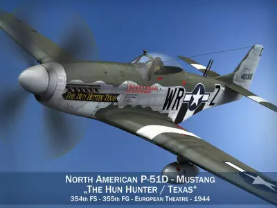 North American P-51D - The Hun Hunter Texas  3D model