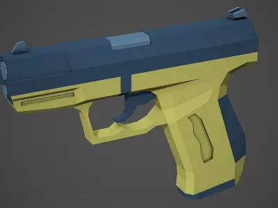 Stylized Walther P99 Pistol Low Poly Mobile Ready Low-poly 3D model