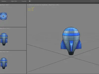 Cartoon blue rocket missile Low-poly 3D model