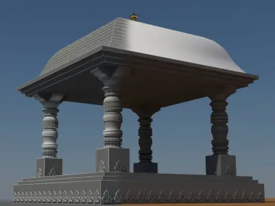 Temple indian gazebo on desert 3D model