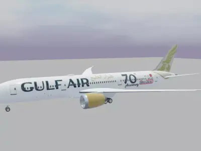 Gulf Air Boeing 787-9 dreamliner Low-poly 3D model