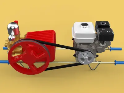 PLUNGER PUMP GASOLINE ENGINE SPRAYER PRESSURE WATER JET CAR WASH 3D model