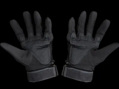 Military gloves of color black with PBR textures 16 Low-poly 3D model