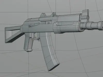 AK74U Game asset low polygon Low-poly 3D model