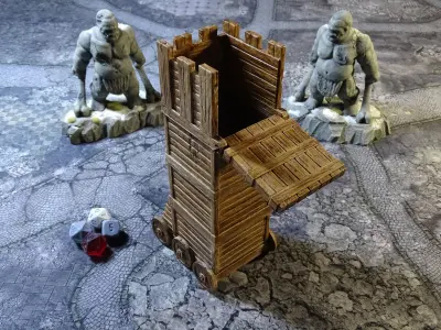 Siege Dice Tower with Gothic Dice 3D print model