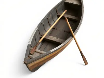 Weathered Rowboat with Oars 3D model pack Low-poly 3D model