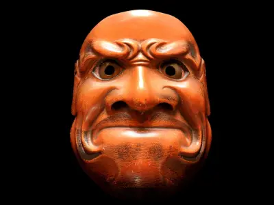 Kobeshimi Mask Noh Theatre Japanese Mythology Fantasy Art Cloth Low-poly 3D model