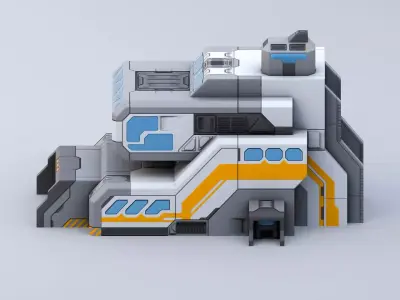 Sci-Fi Military Building - HQ Small Low-poly 3D model