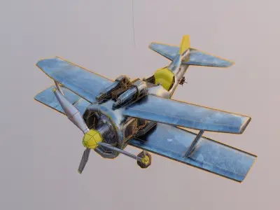 world war fighter jet Low-poly 3D model