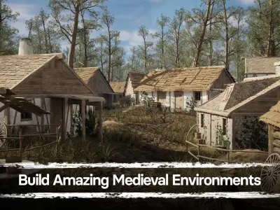 Medieval Village - A Middle Ages Environment Pack Buildings Kit Low-poly 3D model