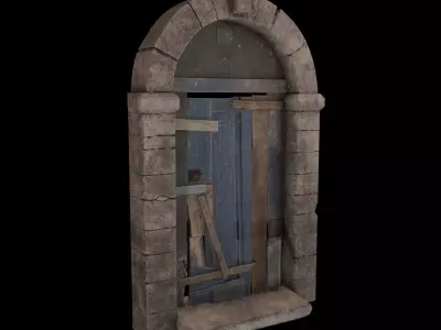 Old Wooden Door Low-poly 3D model