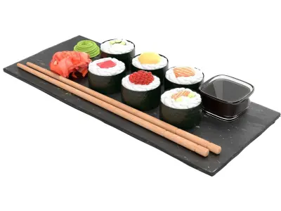 Japanese sushi rolls 3D model