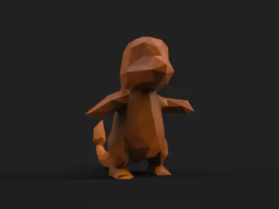 Charmander Low Poly dinosaur 3D print model