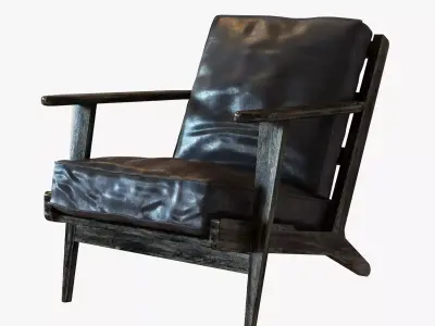 Four Hands Irondale Brooks Lounge Chair in Ebony Black Wash Weat 3D model