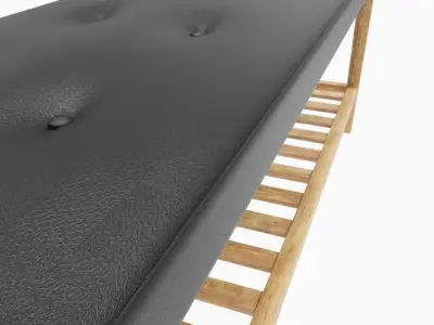 Bench leather with wooden legs Free 3D model