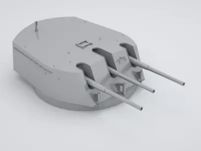 BL 6 inch 152mm MKXIII Triple Naval Gun 3D model