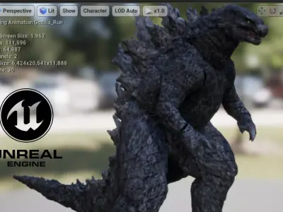 Gozilla Unreal Engine 4 Low-poly 3D model