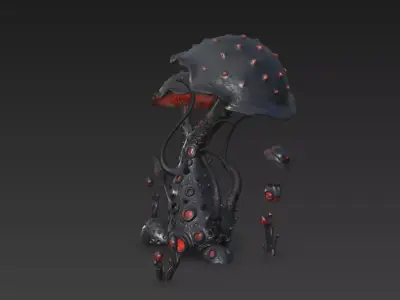 Eldritch Void Mushroom High-Poly PBR Alien Flora 4K Textures 3D model