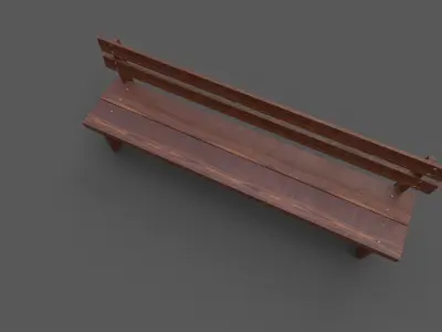 Old Wood Bench Low-poly 3D model get