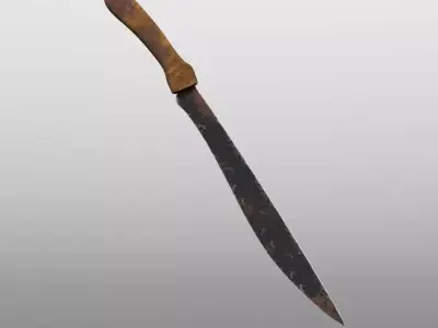 machete sword with wooden handle Free 3D model