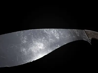 Old kukri machete  Low-poly 3D model