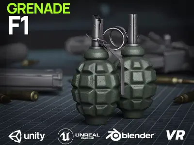 Game Ready F1 Grenade Low-poly 3D model