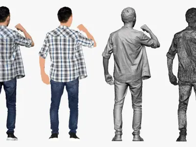001256 guy in tshirt holding hand as a singer 3D model