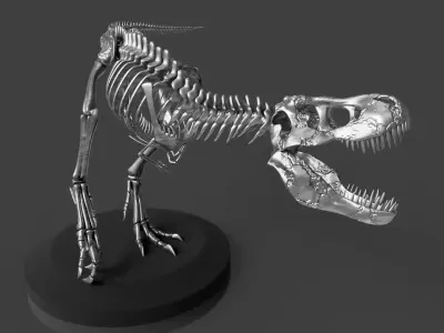 Silver T-Rex Skeleton - Prehistoric Dinosaur Fossil 3D model