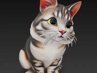Cat Realistic 3D Model Basic - Low Poly Realistic Low-poly 3D model