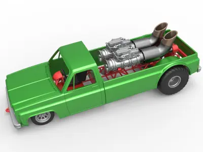 Jet pulling truck 2wd Scale 1 to 25 3D print model