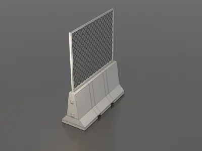 Concrete barrier Low-poly 3D model