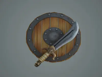 Buckler ancient sword Scimitar cold 3D model