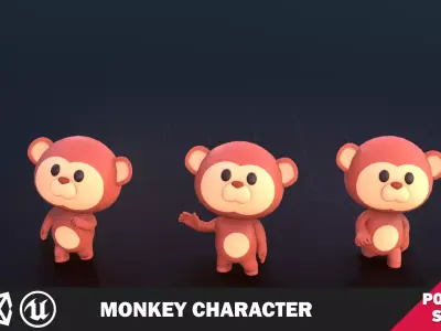 Funny Monkey Character Lowpoly Low-poly 3D model