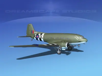 Douglas C-47 Dakota RAF V02 3D model