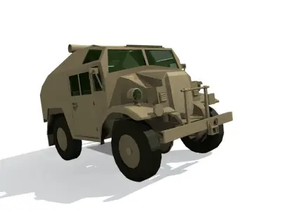 Quad Gun Tractor Low-poly 3D model