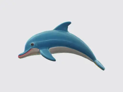 cartoon dolphin characterd happy swimming 3D model