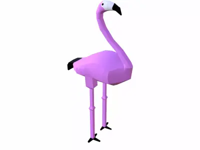 Flamingo Cartoon Low-poly 3D model
