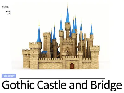 Gothic Castle and Gothic Bridge 3D model