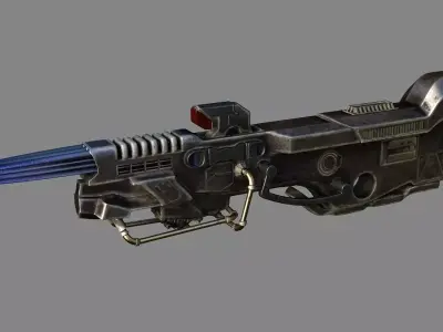 Sci fi big gun for robot mecha Low-poly 3D model