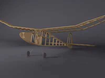 JABBERWOCK 125 EP Balsa Wood RC Plane Low-poly 3D model
