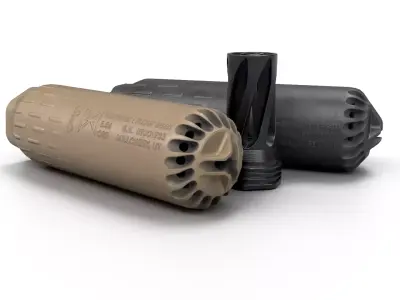 HUXWRX Flow 556K Suppressor and QD Flash Hider Low-poly 3D model
