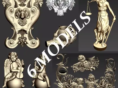 Collection of classical ornaments 04 3D model