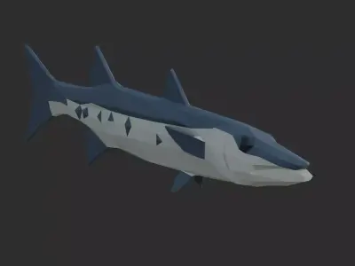 Low Poly Great Barracuda Low-poly 3D model