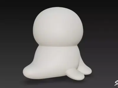 Cartoon Plush Seal Low-poly 3D model