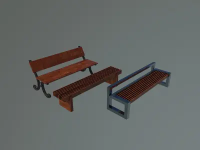  Garden Bench Low-poly 3D model
