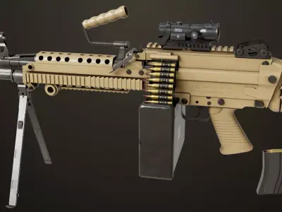 Machine Gun 16 Sandal All PBR Unity UE Textures Low-poly 3D model