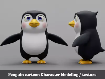 Penguin cartoon character modeling textures 3D model