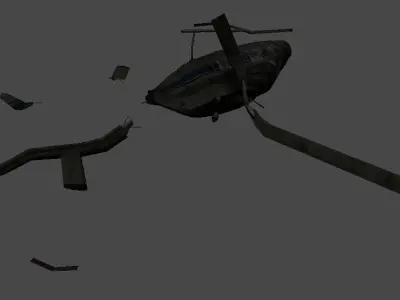 Crashes airplanes and helicopters Low-poly 3D model