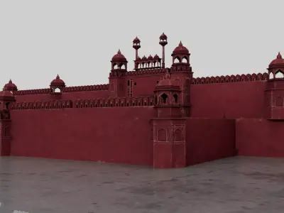 Delhi Red Fort 3D Model Historic Architecture Low-poly 3D model