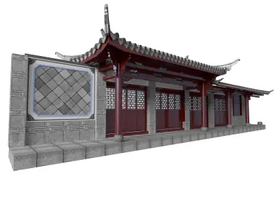 Chinese ancient architecture Low-poly 3D model